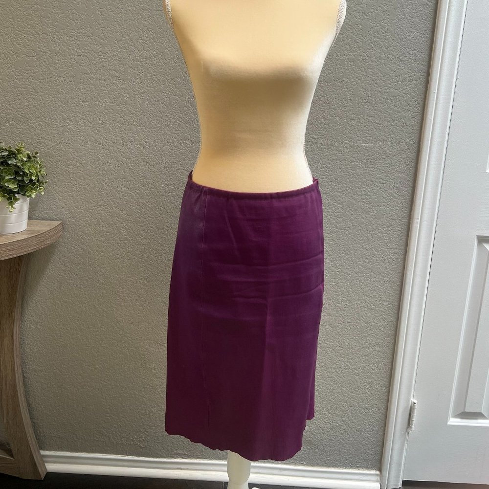 Tahari Purple Leather Skirt